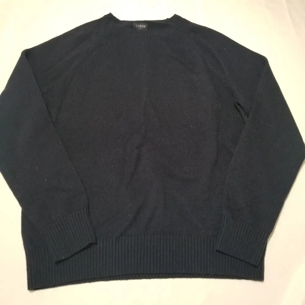 J.Crew Men's Supersoft Lambswool Blend Crewneck Sweater Navy Blue Size L AA027